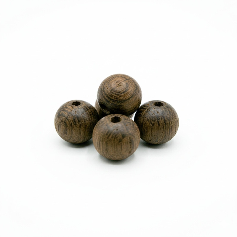 Wood round dark oak bead K4