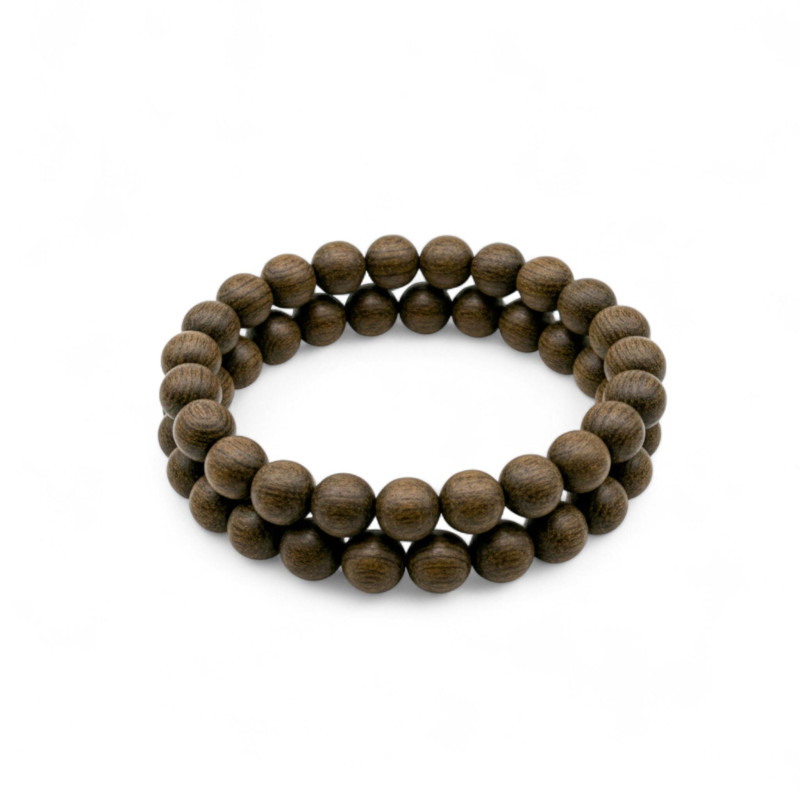 Wood round dark oak bead K4