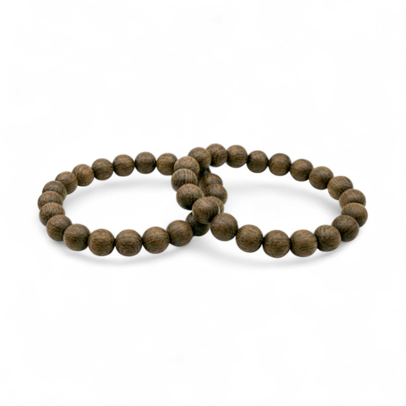 Wood round dark oak bead K4