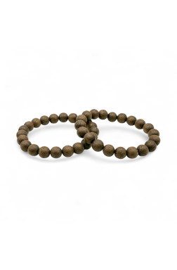 Wood round dark oak bead K4
