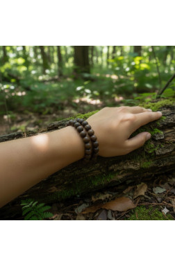 Wood round dark oak bead K4