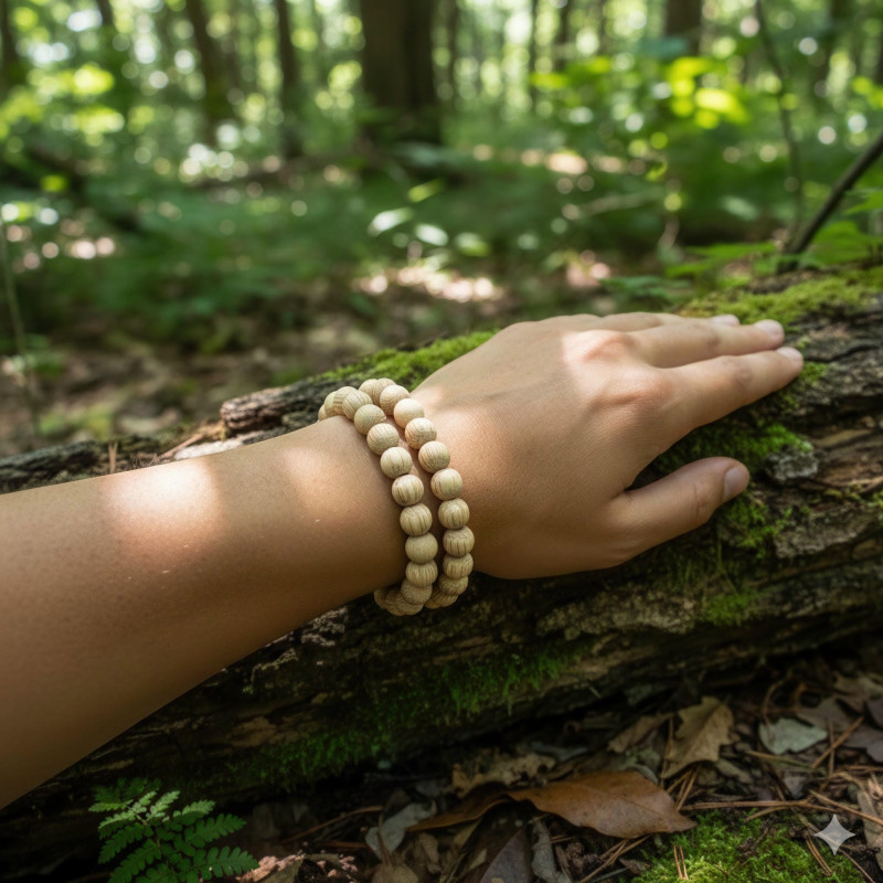 Wood round oak bead K5